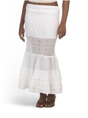 SOLITAIRE Tiered Skirt With Sheer Lace Details